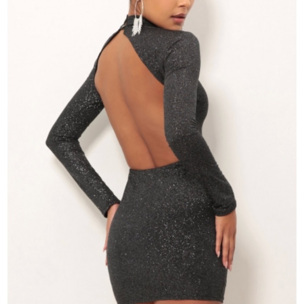 Black Glitter Mini Party Dress